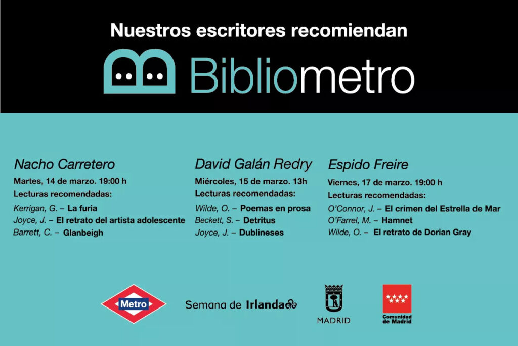 Programa de actividades del Bibliómetro por la Semana de Irlanda en Madrid. (Metro de Madrid)
