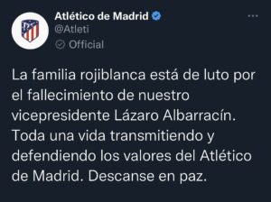 Comunicado Atlético de Madrid