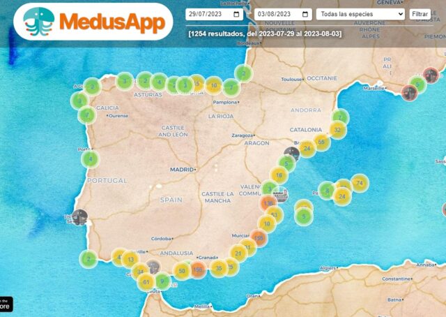 Donde están las medusas en España
