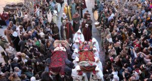 Celebración de Las Bodas de Isabel en la recreación medieval de la leyenda de Los Amantes de Teruel, en Teruel a 23 de febrero de 2020. (Javier Escriche / Europa Press)