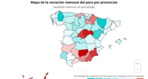 Mapa del paro en España en febrero. (Europa Press)