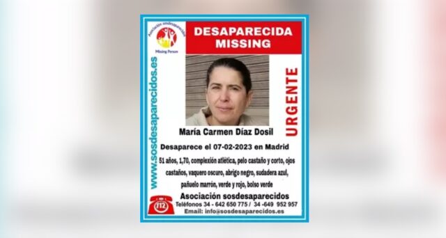 Imagen del cartel de la desaparecida. SOS Desaparecidos