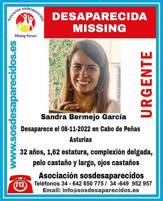 Cartel anunciador de la desaparición de Sandra Bermejo. SOS Desaparecidos