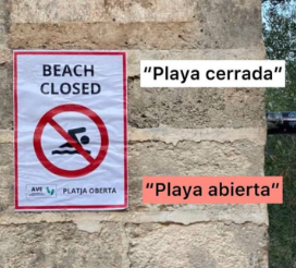 Cártel para que no entren turistas en la playa. By Ceciarmy